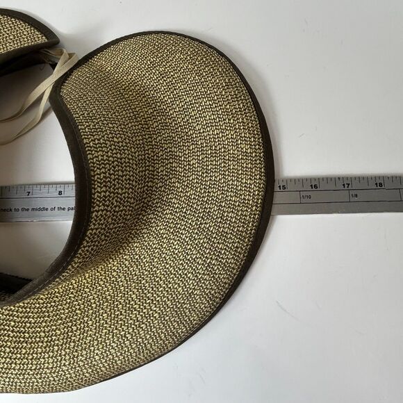 San Diego Hat Company Tan Ultrabraid Large Brim Visor with Brown Ribbon Trim - Picture 13 of 13